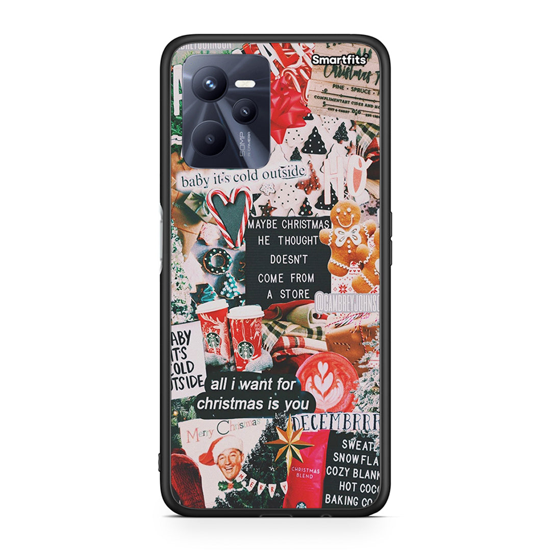 Realme C35 Christmas Happiness θήκη από τη Smartfits με σχέδιο στο πίσω μέρος και μαύρο περίβλημα | Smartphone case with colorful back and black bezels by Smartfits