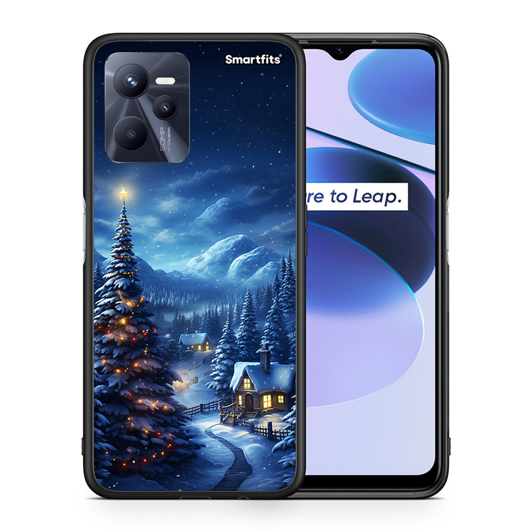 Θήκη Realme C35 Christmas Scenery από τη Smartfits με σχέδιο στο πίσω μέρος και μαύρο περίβλημα | Realme C35 Christmas Scenery case with colorful back and black bezels