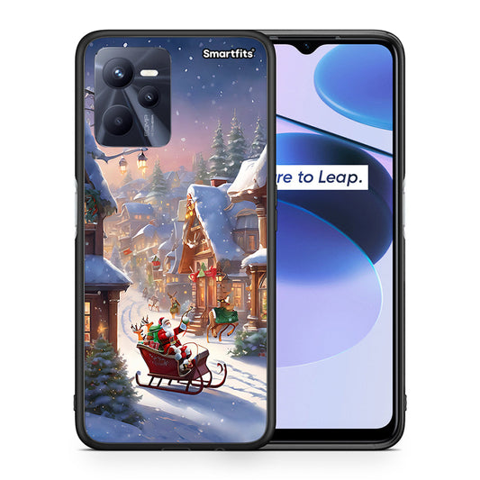 Θήκη Realme C35 Christmas Snow από τη Smartfits με σχέδιο στο πίσω μέρος και μαύρο περίβλημα | Realme C35 Christmas Snow case with colorful back and black bezels