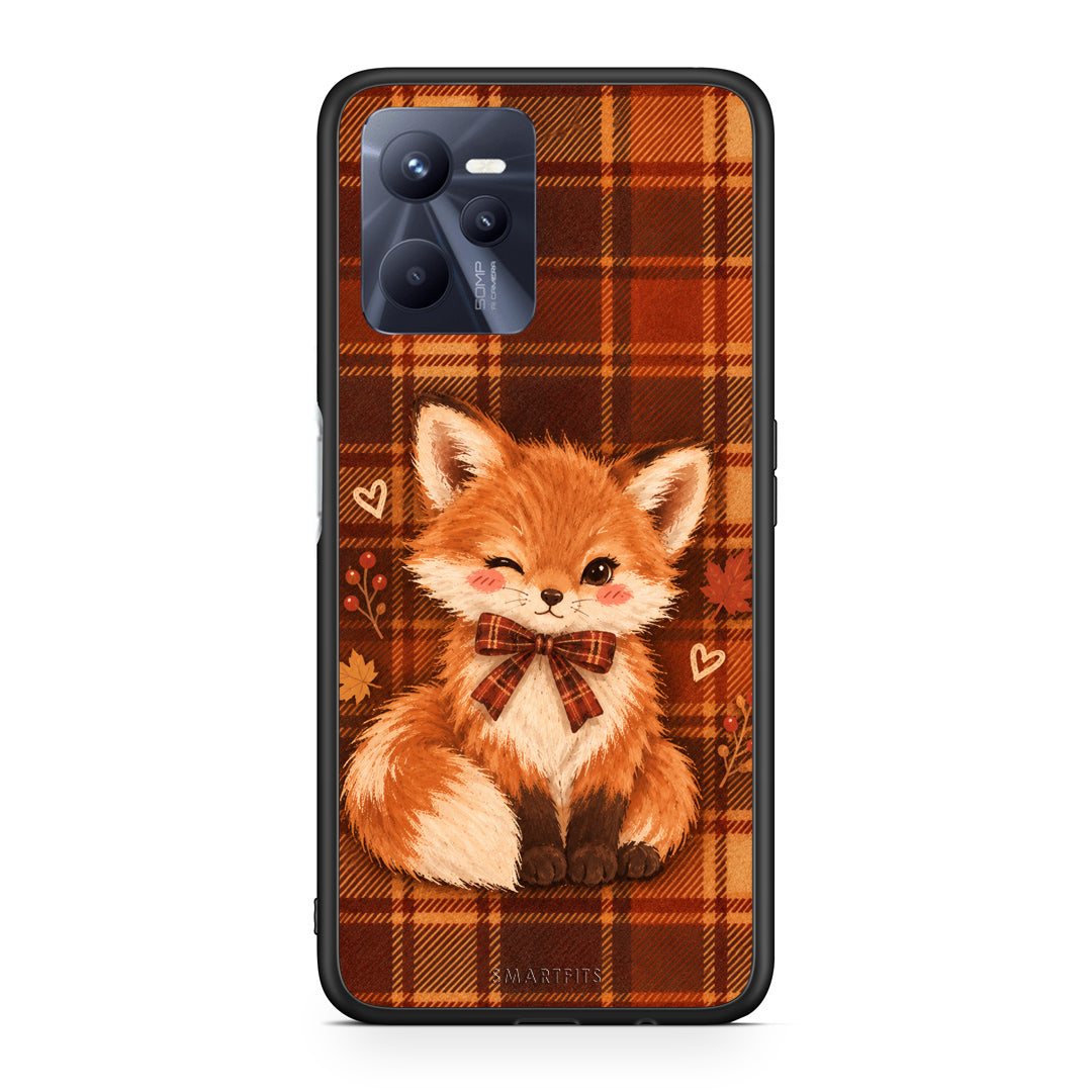 Θήκη Realme C35 / Narzo 50A Prime Fox on Autumn Tartan από τη Smartfits με σχέδιο στο πίσω μέρος και μαύρο περίβλημα | Realme C35 / Narzo 50A Prime Fox on Autumn Tartan case with colorful back and black bezels
