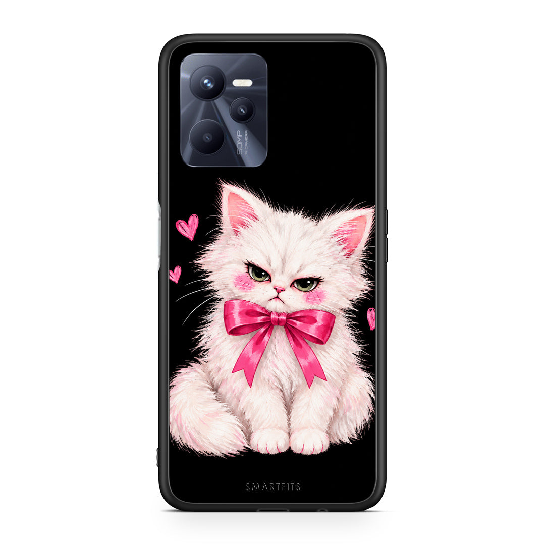 Θήκη Realme C35 / Narzo 50A Prime Grumpy Party Kitten on Black από τη Smartfits με σχέδιο στο πίσω μέρος και μαύρο περίβλημα | Realme C35 / Narzo 50A Prime Grumpy Party Kitten on Black case with colorful back and black bezels