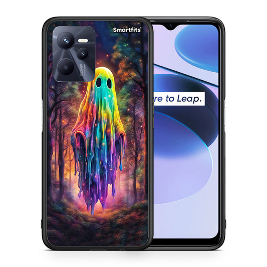 Θήκη Realme C35 Halloween Ghost από τη Smartfits με σχέδιο στο πίσω μέρος και μαύρο περίβλημα | Realme C35 Halloween Ghost case with colorful back and black bezels
