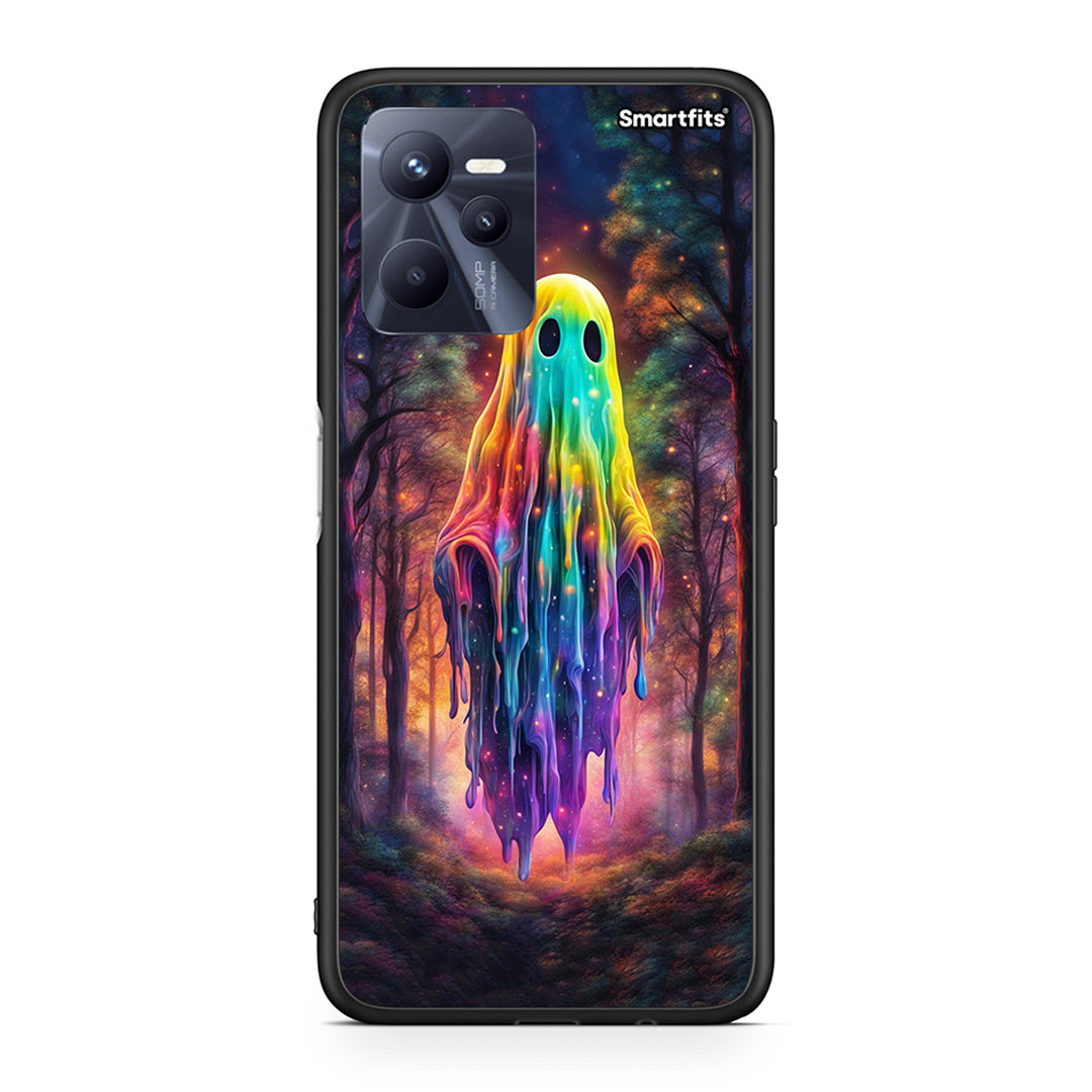 Realme C35 Halloween Ghost θήκη από τη Smartfits με σχέδιο στο πίσω μέρος και μαύρο περίβλημα | Smartphone case with colorful back and black bezels by Smartfits