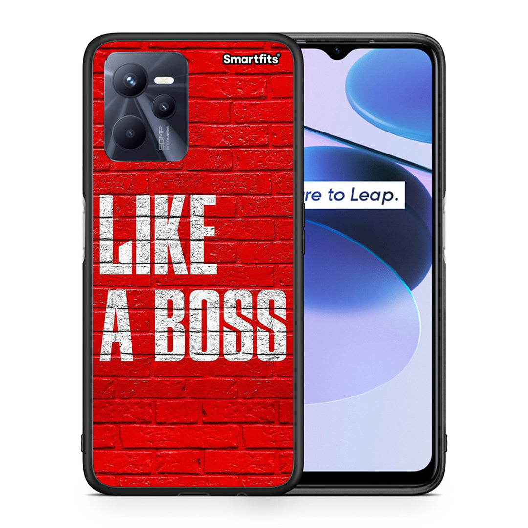 Θήκη Realme C35 Like A Boss από τη Smartfits με σχέδιο στο πίσω μέρος και μαύρο περίβλημα | Realme C35 Like A Boss case with colorful back and black bezels