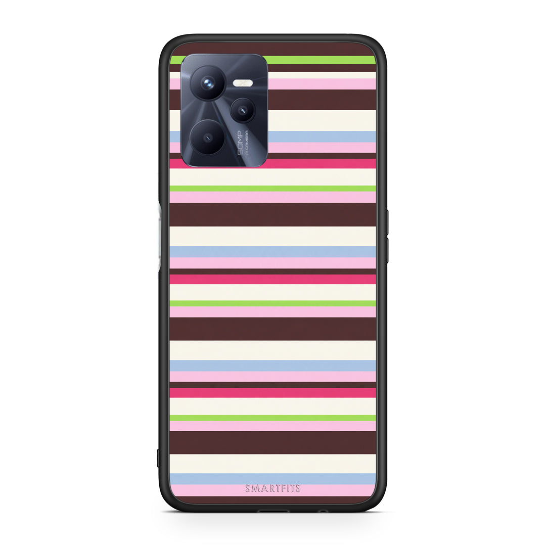 Θήκη Realme C35 / Narzo 50A Prime Multicolour Horizontal Stripes από τη Smartfits με σχέδιο στο πίσω μέρος και μαύρο περίβλημα | Realme C35 / Narzo 50A Prime Multicolour Horizontal Stripes case with colorful back and black bezels