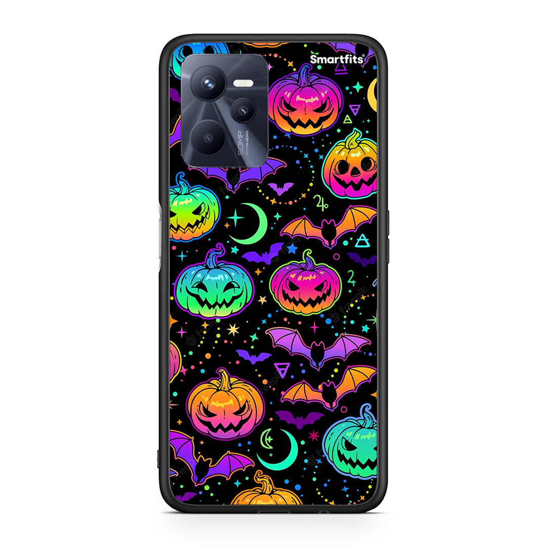 Realme C35 Neon Halloween θήκη από τη Smartfits με σχέδιο στο πίσω μέρος και μαύρο περίβλημα | Smartphone case with colorful back and black bezels by Smartfits