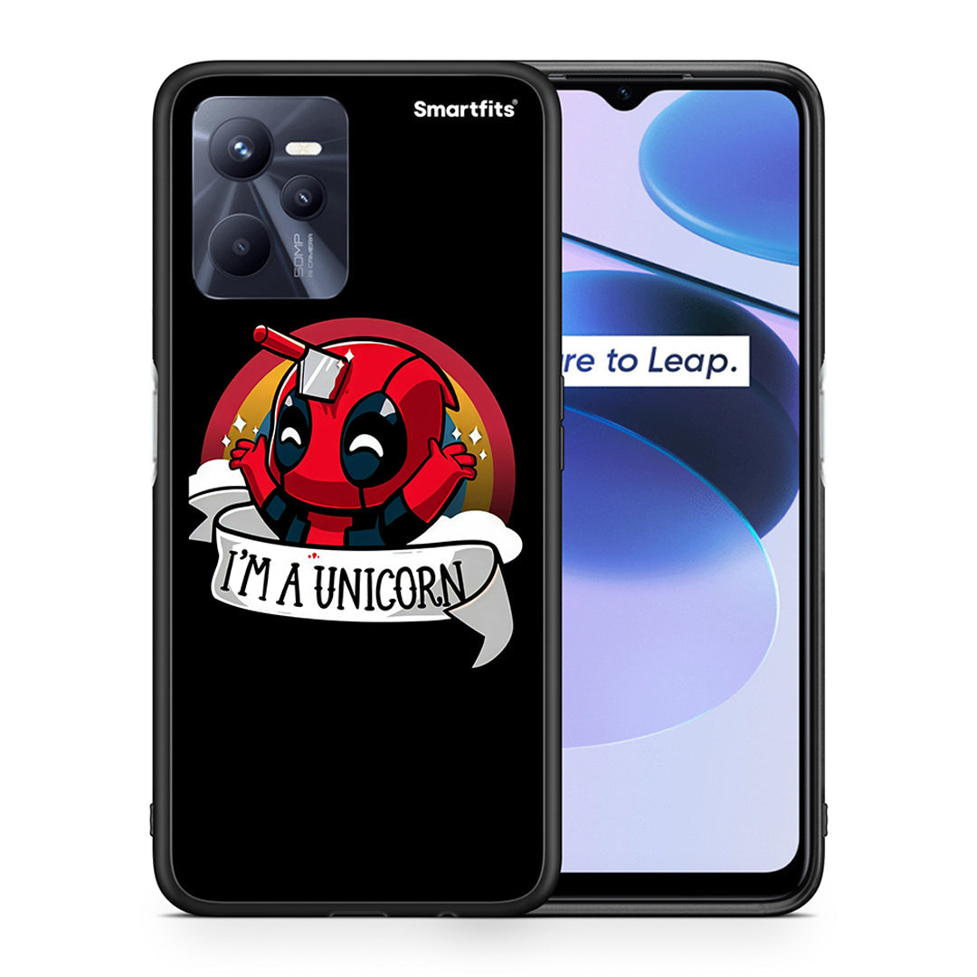 Θήκη Realme C35 Unicorn Deadpool από τη Smartfits με σχέδιο στο πίσω μέρος και μαύρο περίβλημα | Realme C35 Unicorn Deadpool case with colorful back and black bezels