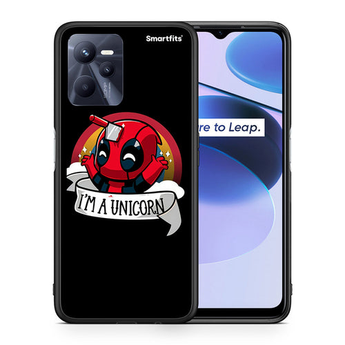 Θήκη Realme C35 Unicorn Deadpool από τη Smartfits με σχέδιο στο πίσω μέρος και μαύρο περίβλημα | Realme C35 Unicorn Deadpool case with colorful back and black bezels