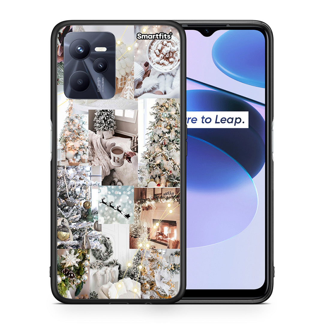 Θήκη Realme C35 White Christmas από τη Smartfits με σχέδιο στο πίσω μέρος και μαύρο περίβλημα | Realme C35 White Christmas case with colorful back and black bezels