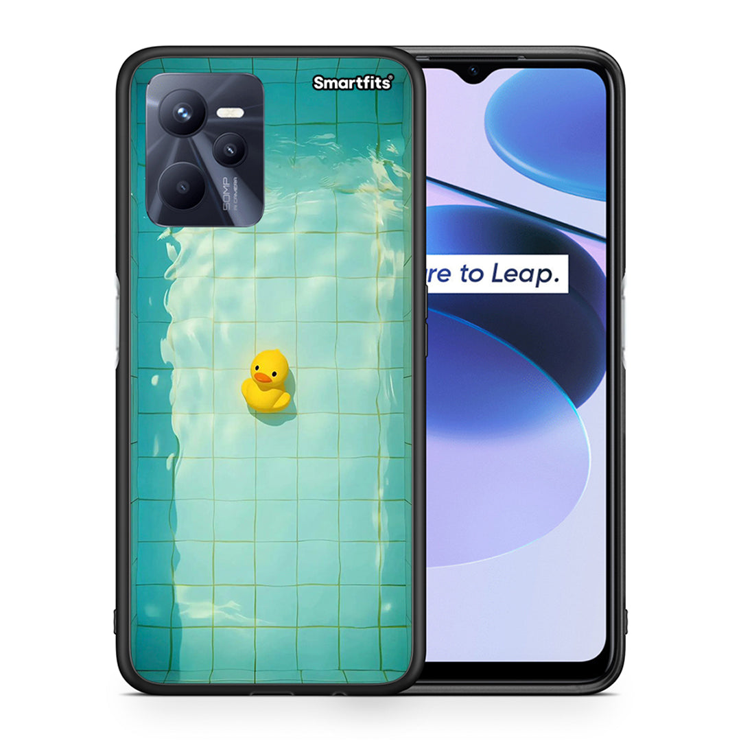 Θήκη Realme C35 Yellow Duck από τη Smartfits με σχέδιο στο πίσω μέρος και μαύρο περίβλημα | Realme C35 Yellow Duck case with colorful back and black bezels