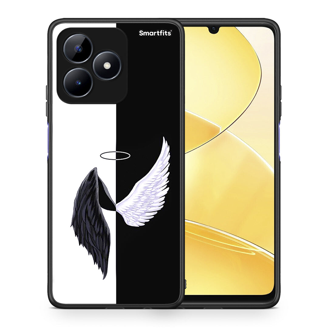 Θήκη Realme C51 Angels Demons από τη Smartfits με σχέδιο στο πίσω μέρος και μαύρο περίβλημα | Realme C51 Angels Demons case with colorful back and black bezels
