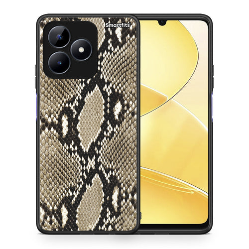 Θήκη Realme C51 Fashion Snake Animal από τη Smartfits με σχέδιο στο πίσω μέρος και μαύρο περίβλημα | Realme C51 Fashion Snake Animal case with colorful back and black bezels