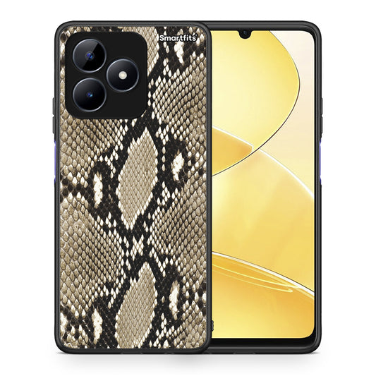Θήκη Realme C51 Fashion Snake Animal από τη Smartfits με σχέδιο στο πίσω μέρος και μαύρο περίβλημα | Realme C51 Fashion Snake Animal case with colorful back and black bezels