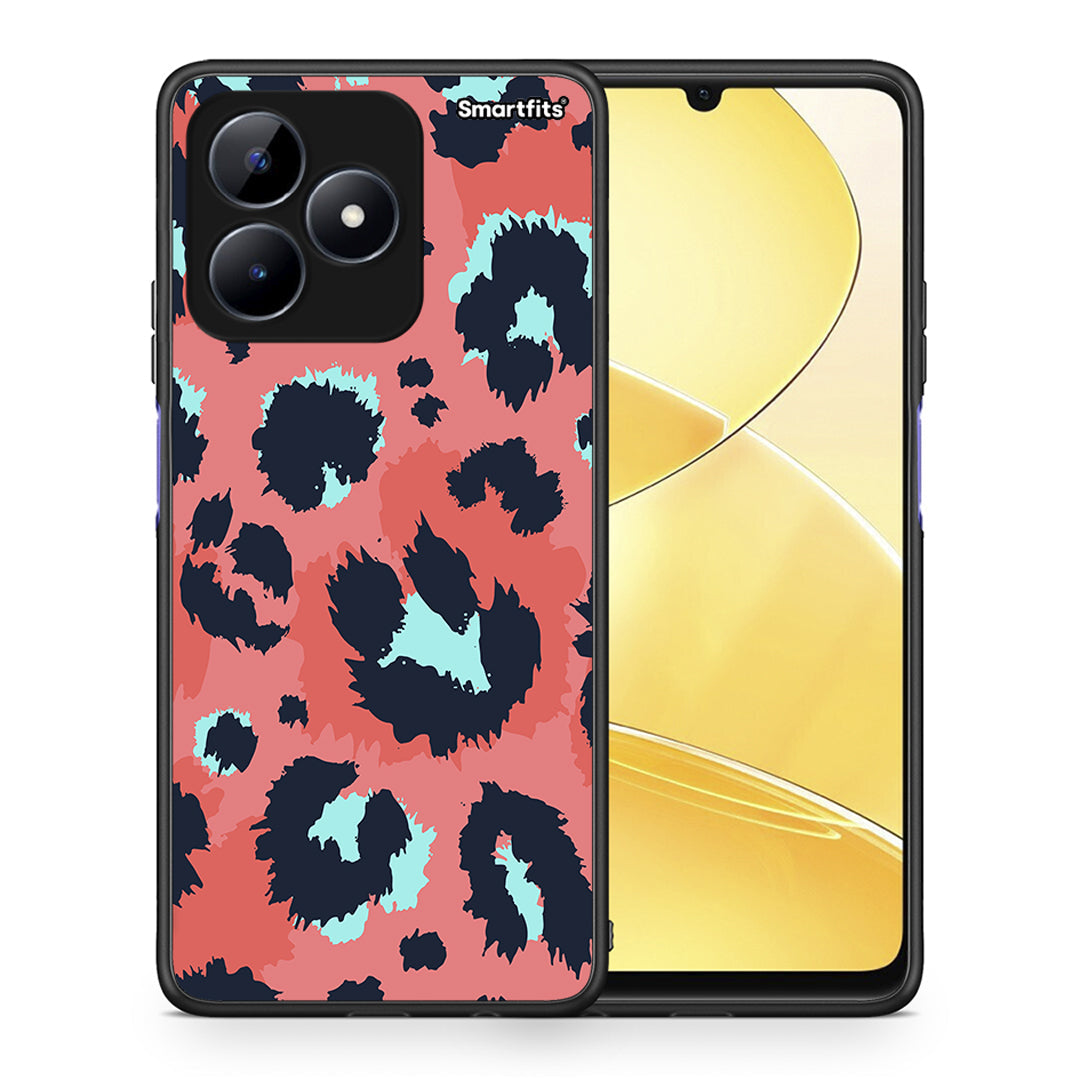 Θήκη Realme C51 Pink Leopard Animal από τη Smartfits με σχέδιο στο πίσω μέρος και μαύρο περίβλημα | Realme C51 Pink Leopard Animal case with colorful back and black bezels