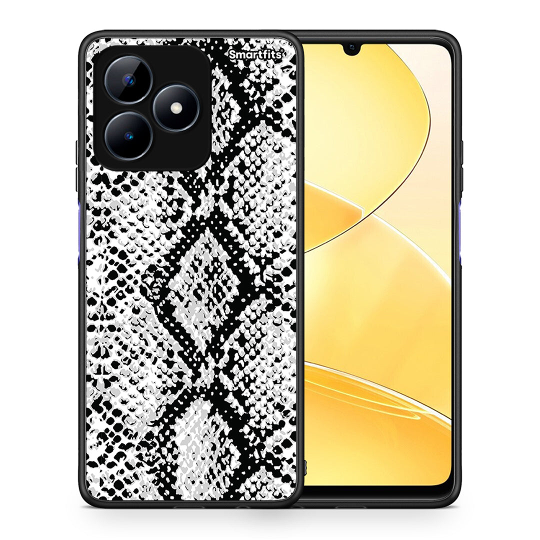Θήκη Realme C51 White Snake Animal από τη Smartfits με σχέδιο στο πίσω μέρος και μαύρο περίβλημα | Realme C51 White Snake Animal case with colorful back and black bezels