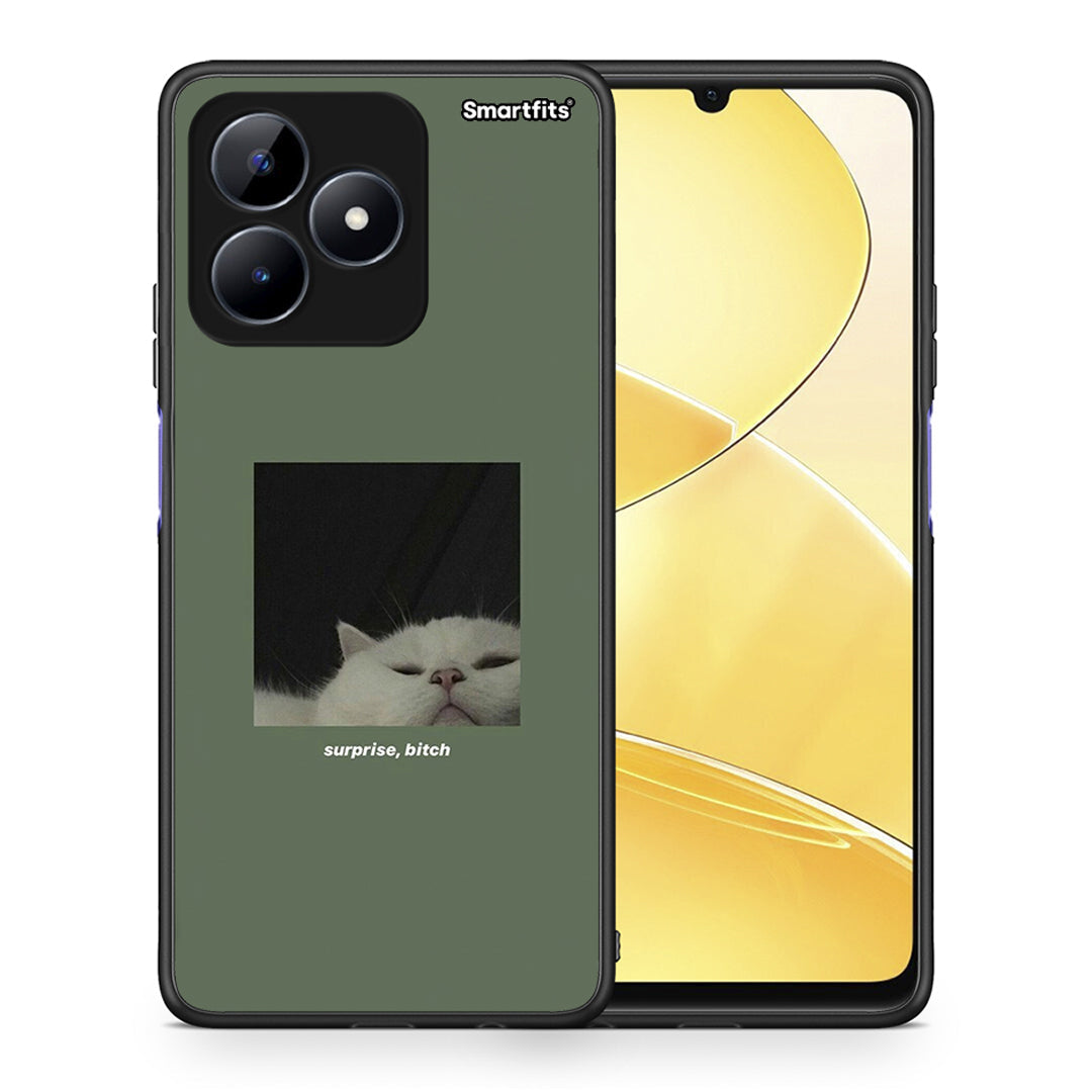 Θήκη Realme C51 Bitch Surprise από τη Smartfits με σχέδιο στο πίσω μέρος και μαύρο περίβλημα | Realme C51 Bitch Surprise case with colorful back and black bezels