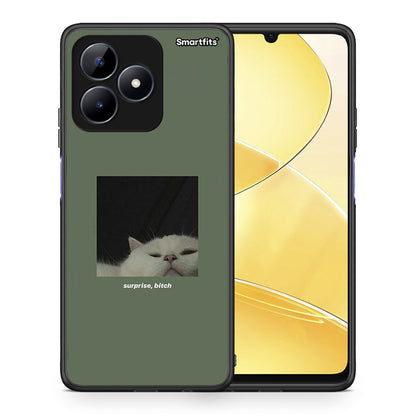 Θήκη Realme C51 Bitch Surprise από τη Smartfits με σχέδιο στο πίσω μέρος και μαύρο περίβλημα | Realme C51 Bitch Surprise case with colorful back and black bezels