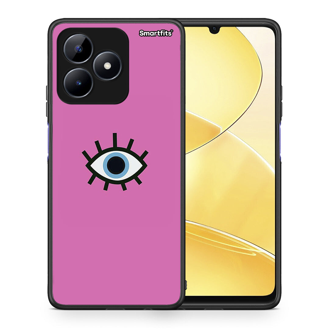 Θήκη Realme C51 Blue Eye Pink από τη Smartfits με σχέδιο στο πίσω μέρος και μαύρο περίβλημα | Realme C51 Blue Eye Pink case with colorful back and black bezels