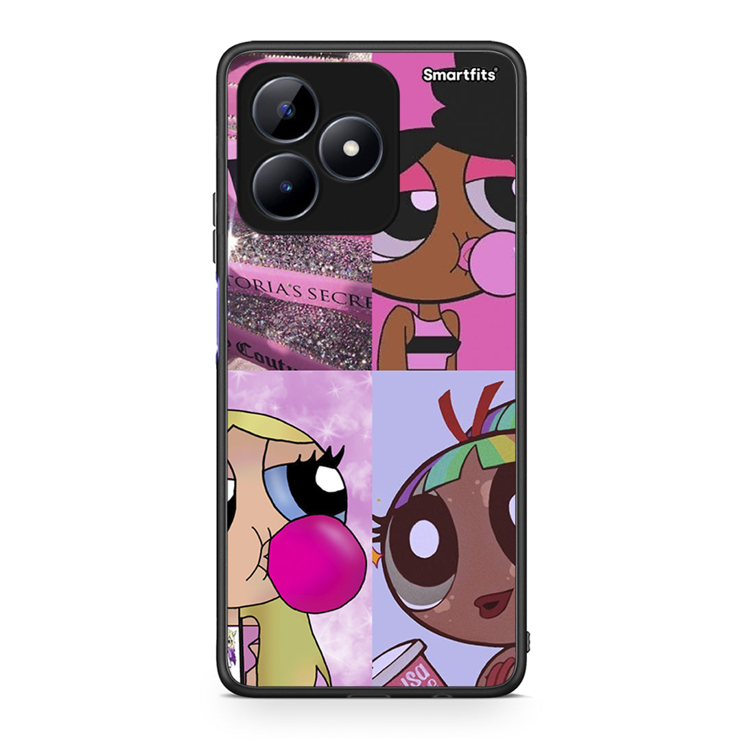 Realme C51 Bubble Girls Θήκη Αγίου Βαλεντίνου από τη Smartfits με σχέδιο στο πίσω μέρος και μαύρο περίβλημα | Smartphone case with colorful back and black bezels by Smartfits