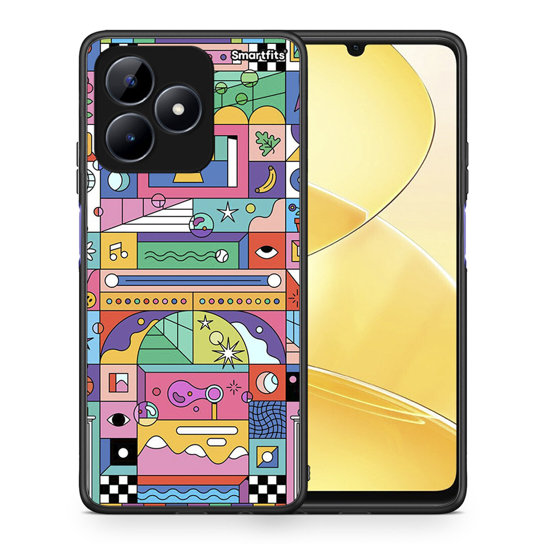 Θήκη Realme C51 Bubbles Soap από τη Smartfits με σχέδιο στο πίσω μέρος και μαύρο περίβλημα | Realme C51 Bubbles Soap case with colorful back and black bezels