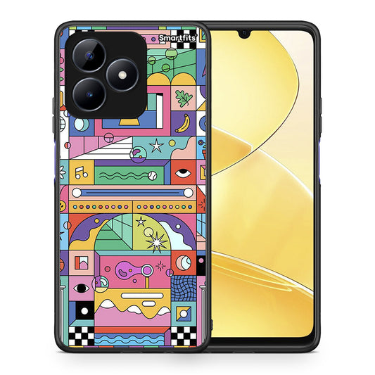 Θήκη Realme C51 Bubbles Soap από τη Smartfits με σχέδιο στο πίσω μέρος και μαύρο περίβλημα | Realme C51 Bubbles Soap case with colorful back and black bezels