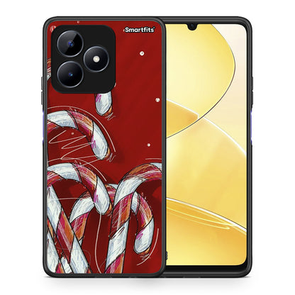 Θήκη Realme Note 50 Candy Cane από τη Smartfits με σχέδιο στο πίσω μέρος και μαύρο περίβλημα | Realme Note 50 Candy Cane case with colorful back and black bezels