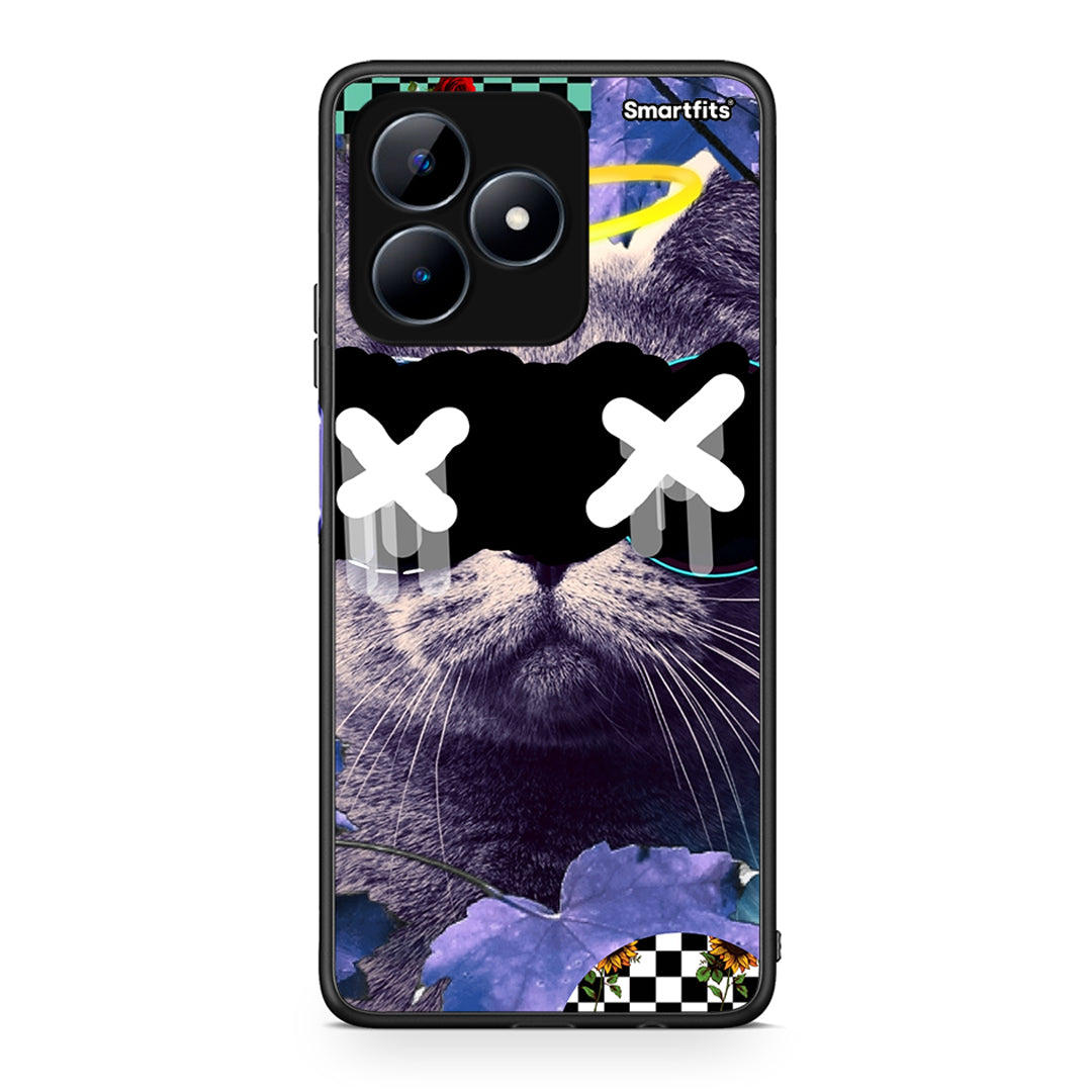 Realme Note 50 Cat Collage θήκη από τη Smartfits με σχέδιο στο πίσω μέρος και μαύρο περίβλημα | Smartphone case with colorful back and black bezels by Smartfits