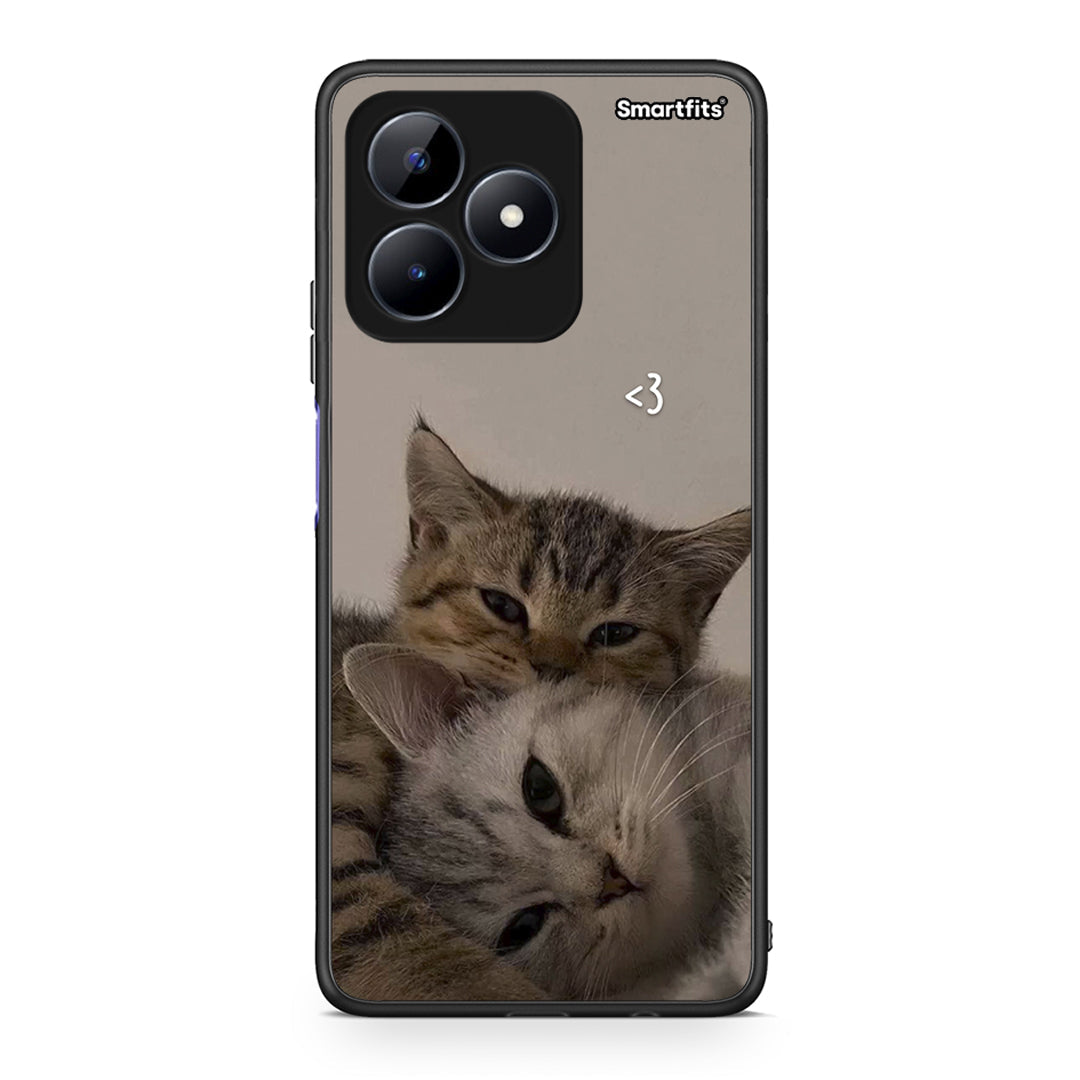 Realme C51 Cats In Love Θήκη από τη Smartfits με σχέδιο στο πίσω μέρος και μαύρο περίβλημα | Smartphone case with colorful back and black bezels by Smartfits