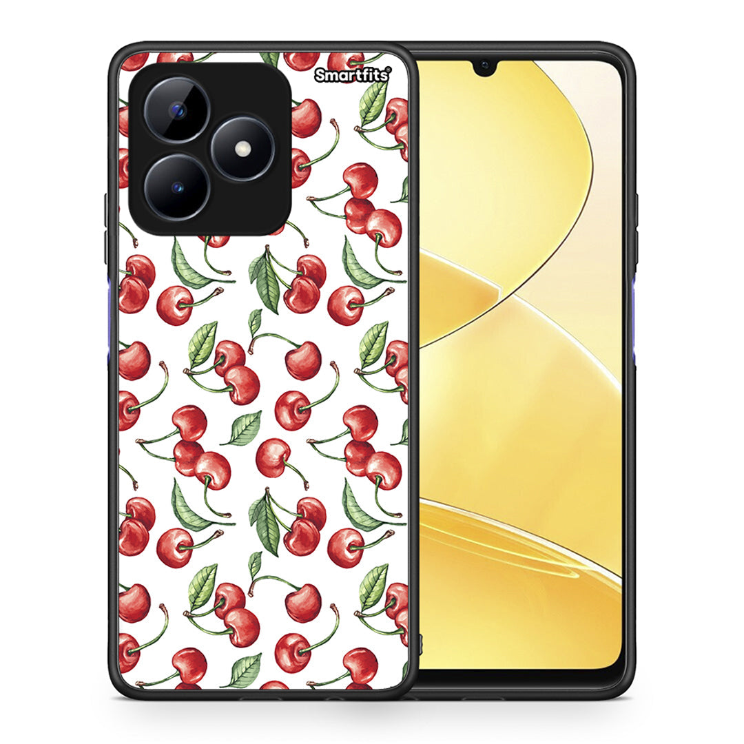 Θήκη Realme C51 Cherry Summer από τη Smartfits με σχέδιο στο πίσω μέρος και μαύρο περίβλημα | Realme C51 Cherry Summer case with colorful back and black bezels