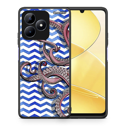 Θήκη Realme C51 Chevron Devilfish από τη Smartfits με σχέδιο στο πίσω μέρος και μαύρο περίβλημα | Realme C51 Chevron Devilfish case with colorful back and black bezels