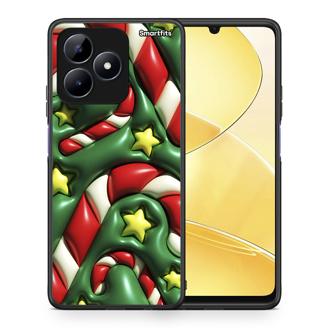 Θήκη Realme Note 50 Christmas Bubbles από τη Smartfits με σχέδιο στο πίσω μέρος και μαύρο περίβλημα | Realme Note 50 Christmas Bubbles case with colorful back and black bezels