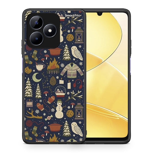 Θήκη Realme C51 Christmas Elements από τη Smartfits με σχέδιο στο πίσω μέρος και μαύρο περίβλημα | Realme C51 Christmas Elements case with colorful back and black bezels