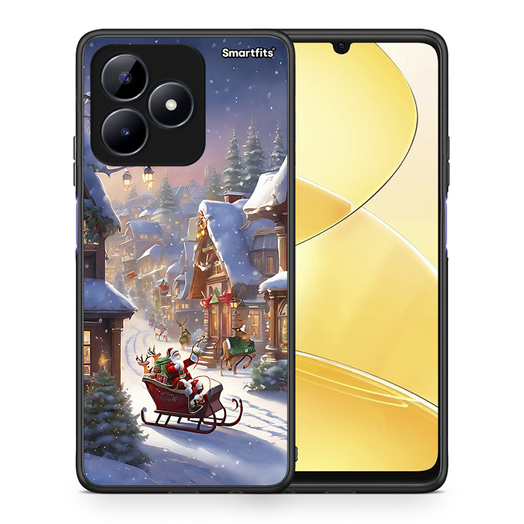 Θήκη Realme C51 Christmas Snow από τη Smartfits με σχέδιο στο πίσω μέρος και μαύρο περίβλημα | Realme C51 Christmas Snow case with colorful back and black bezels