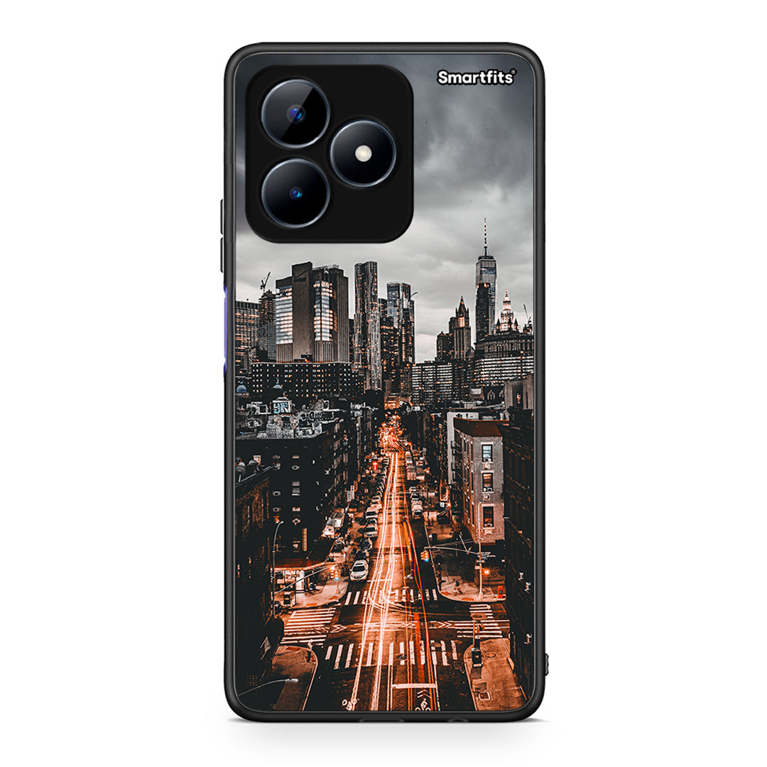 Realme Note 50 City Lights θήκη από τη Smartfits με σχέδιο στο πίσω μέρος και μαύρο περίβλημα | Smartphone case with colorful back and black bezels by Smartfits