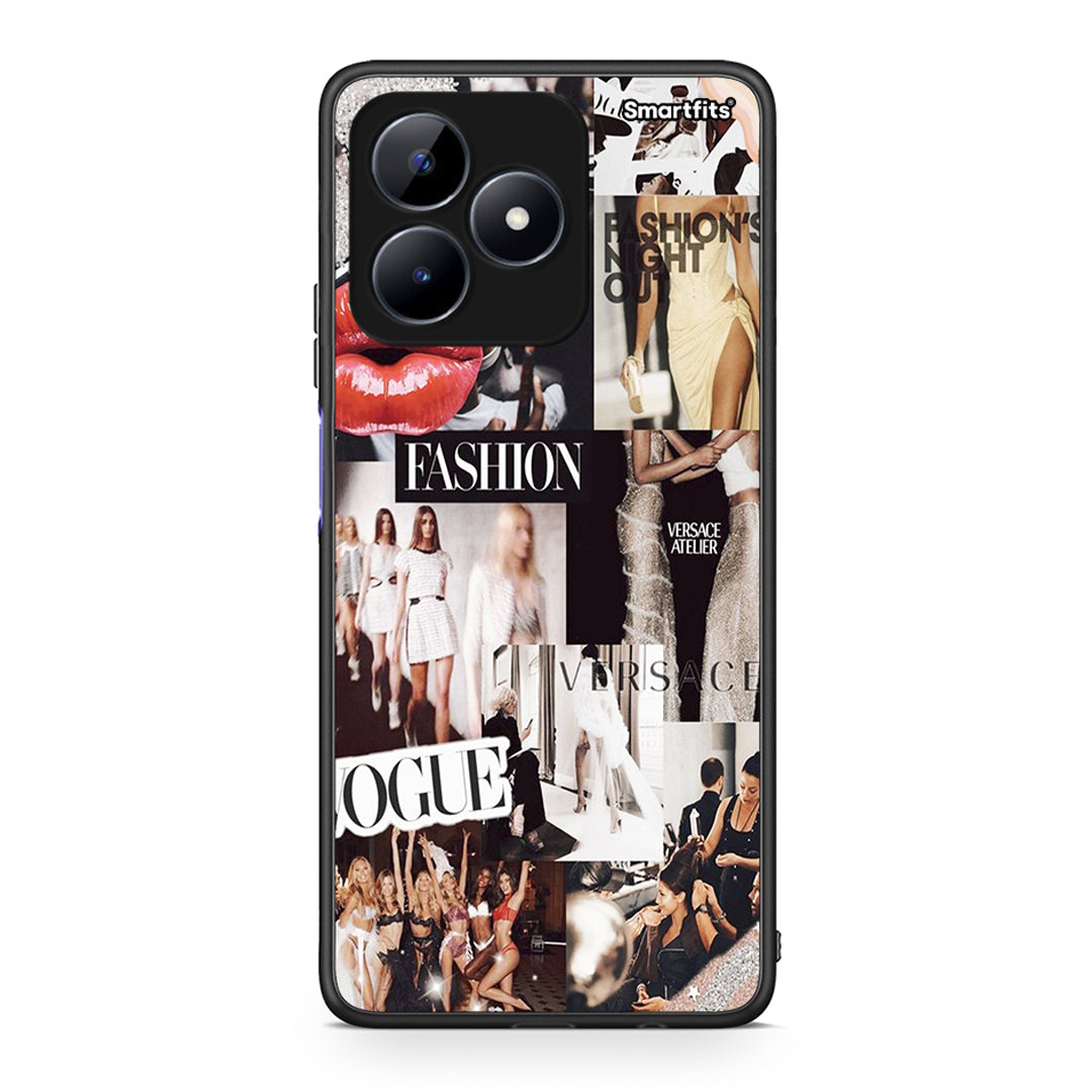 Realme C51 Collage Fashion Θήκη Αγίου Βαλεντίνου από τη Smartfits με σχέδιο στο πίσω μέρος και μαύρο περίβλημα | Smartphone case with colorful back and black bezels by Smartfits