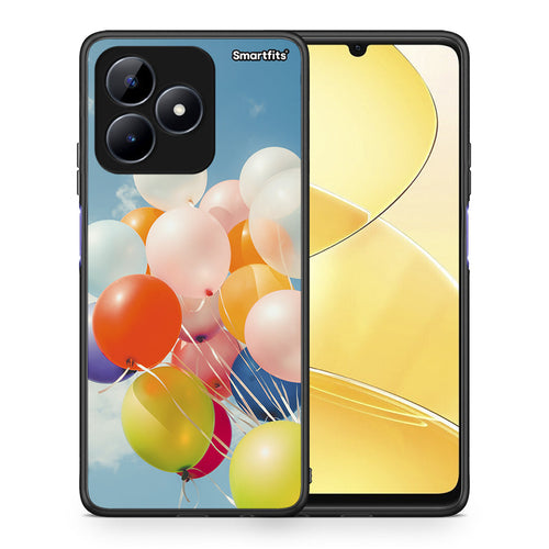 Θήκη Realme C51 Colorful Balloons από τη Smartfits με σχέδιο στο πίσω μέρος και μαύρο περίβλημα | Realme C51 Colorful Balloons case with colorful back and black bezels