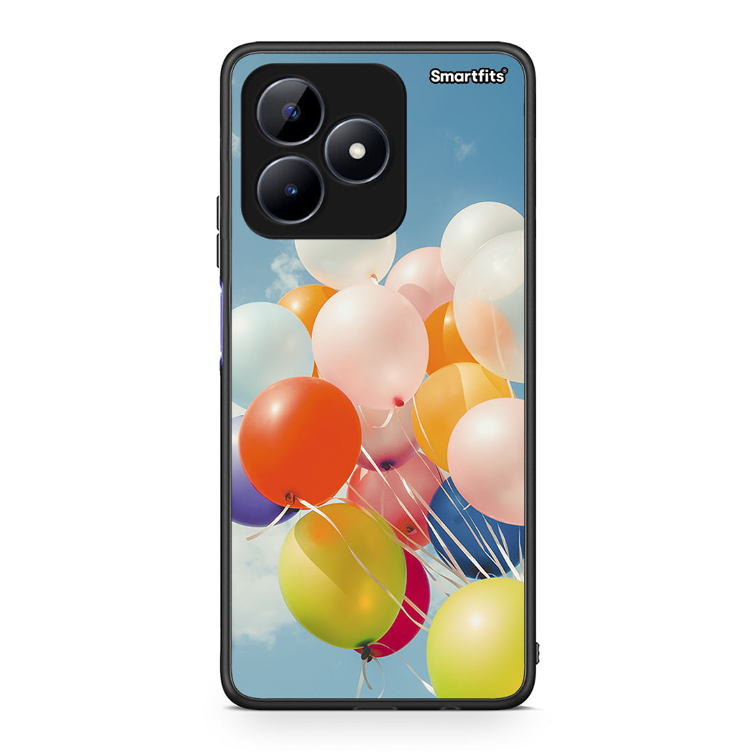 Realme Note 50 Colorful Balloons θήκη από τη Smartfits με σχέδιο στο πίσω μέρος και μαύρο περίβλημα | Smartphone case with colorful back and black bezels by Smartfits