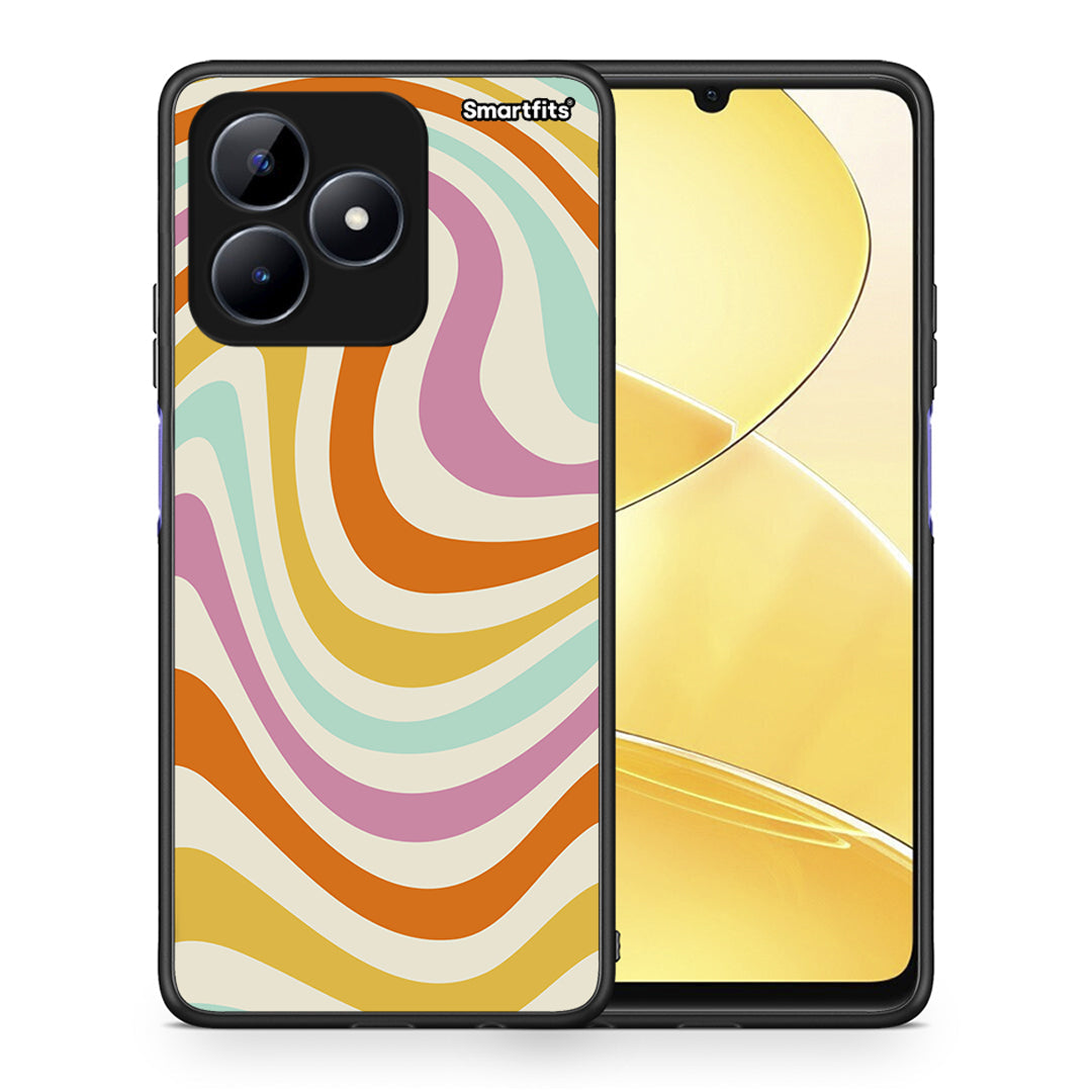 Θήκη Realme C51 Colourful Waves από τη Smartfits με σχέδιο στο πίσω μέρος και μαύρο περίβλημα | Realme C51 Colourful Waves case with colorful back and black bezels