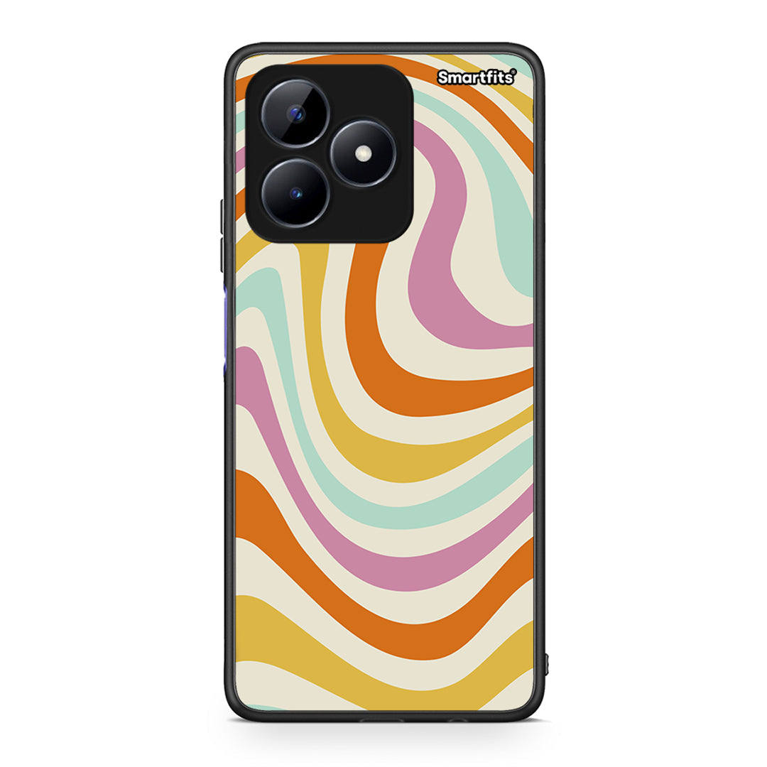 Realme Note 50 Colourful Waves θήκη από τη Smartfits με σχέδιο στο πίσω μέρος και μαύρο περίβλημα | Smartphone case with colorful back and black bezels by Smartfits