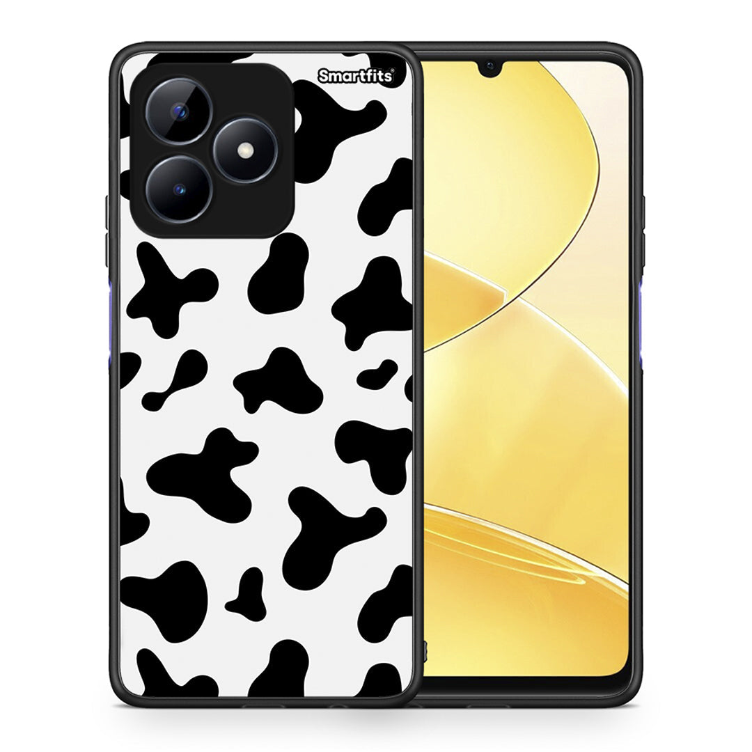 Θήκη Realme Note 50 Cow Print από τη Smartfits με σχέδιο στο πίσω μέρος και μαύρο περίβλημα | Realme Note 50 Cow Print case with colorful back and black bezels