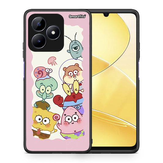 Θήκη Realme C51 Cute Companion από τη Smartfits με σχέδιο στο πίσω μέρος και μαύρο περίβλημα | Realme C51 Cute Companion case with colorful back and black bezels
