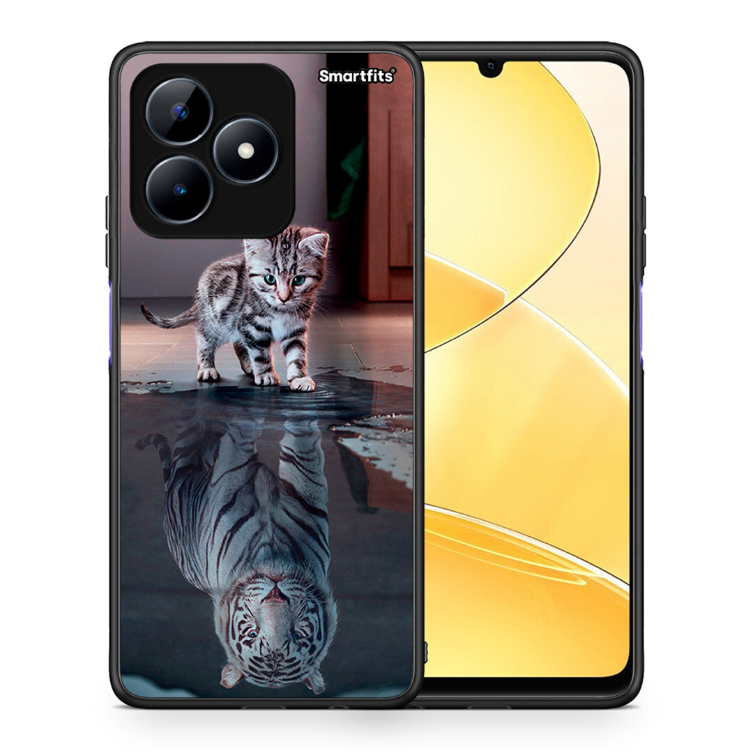 Θήκη Realme Note 50 Tiger Cute από τη Smartfits με σχέδιο στο πίσω μέρος και μαύρο περίβλημα | Realme Note 50 Tiger Cute case with colorful back and black bezels