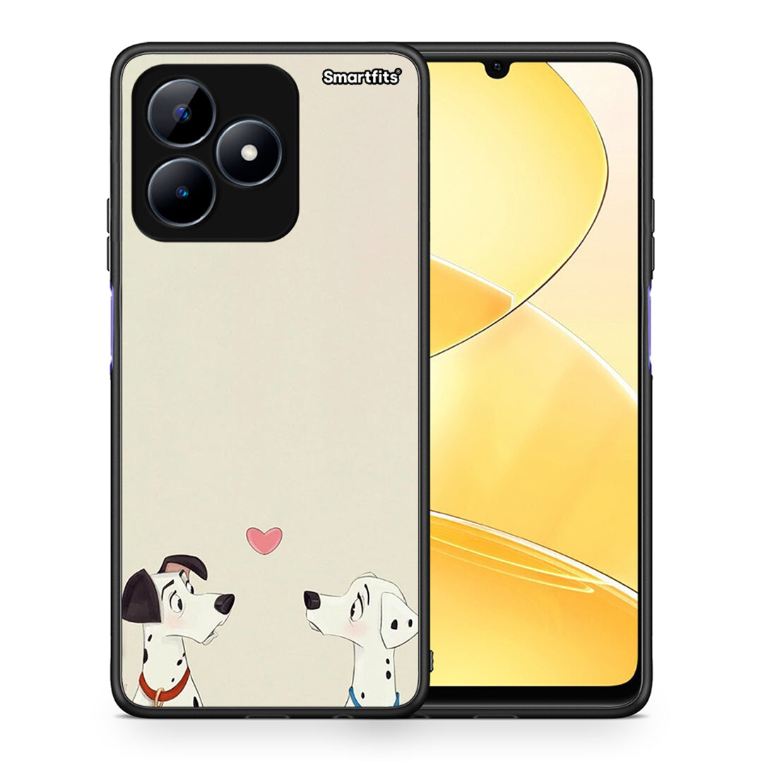 Θήκη Realme Note 50 Dalmatians Love από τη Smartfits με σχέδιο στο πίσω μέρος και μαύρο περίβλημα | Realme Note 50 Dalmatians Love case with colorful back and black bezels