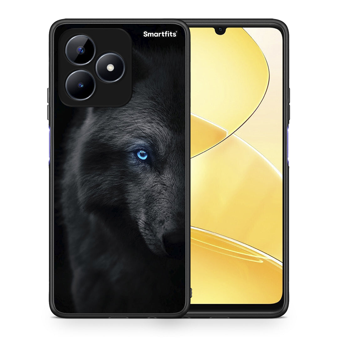 Θήκη Realme C51 Dark Wolf από τη Smartfits με σχέδιο στο πίσω μέρος και μαύρο περίβλημα | Realme C51 Dark Wolf case with colorful back and black bezels