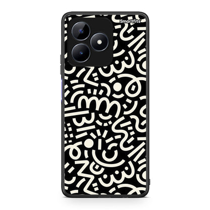 Realme Note 50 Doodle Art Θήκη από τη Smartfits με σχέδιο στο πίσω μέρος και μαύρο περίβλημα | Smartphone case with colorful back and black bezels by Smartfits