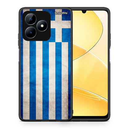Θήκη Realme C51 Greek Flag από τη Smartfits με σχέδιο στο πίσω μέρος και μαύρο περίβλημα | Realme C51 Greek Flag case with colorful back and black bezels