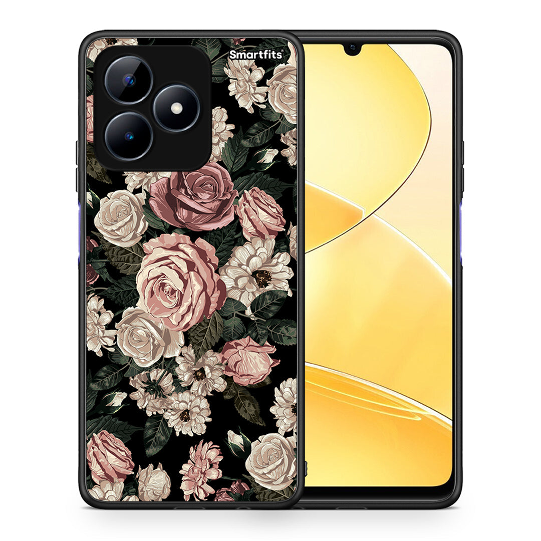 Θήκη Realme C51 Wild Roses Flower από τη Smartfits με σχέδιο στο πίσω μέρος και μαύρο περίβλημα | Realme C51 Wild Roses Flower case with colorful back and black bezels
