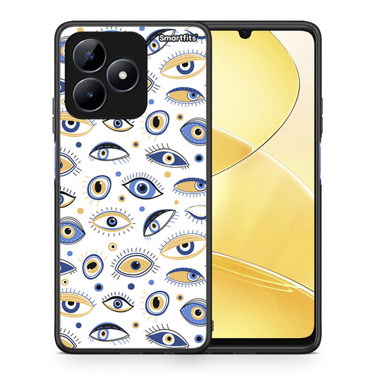 Θήκη Realme C51 Ftou Ftou από τη Smartfits με σχέδιο στο πίσω μέρος και μαύρο περίβλημα | Realme C51 Ftou Ftou case with colorful back and black bezels