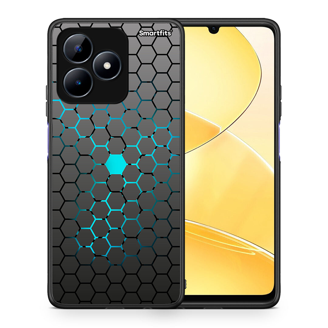 Θήκη Realme C51 Hexagonal Geometric από τη Smartfits με σχέδιο στο πίσω μέρος και μαύρο περίβλημα | Realme C51 Hexagonal Geometric case with colorful back and black bezels