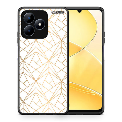 Θήκη Realme C51 Luxury White Geometric από τη Smartfits με σχέδιο στο πίσω μέρος και μαύρο περίβλημα | Realme C51 Luxury White Geometric case with colorful back and black bezels